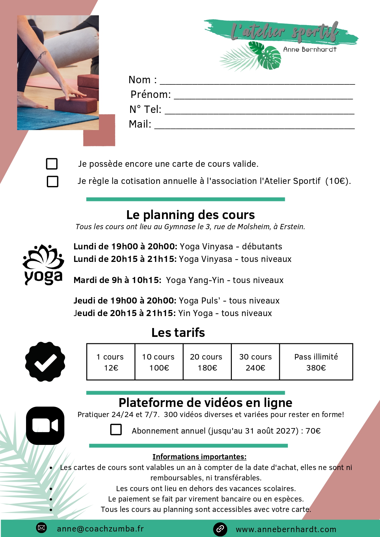 Fiche d'inscription 2024 2025